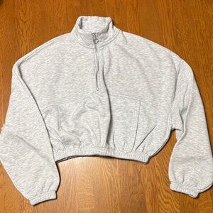 Lazy Sundays medium Light Gray Women's Half-Zip Sweater